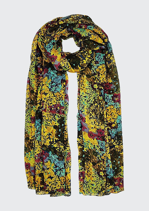 Classic Flower Print Scarf (SE-2549_Yellow)